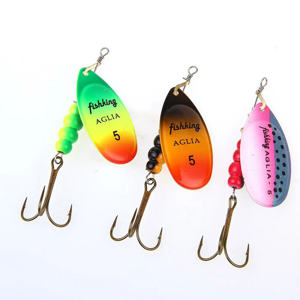 Spinner Bait Fishing Lure 3.9g 4.6g 7.4g 10.8g 15g Rotating Spinners Spoon Lures Pike Metal With Treble Hooks Fishing Goods
