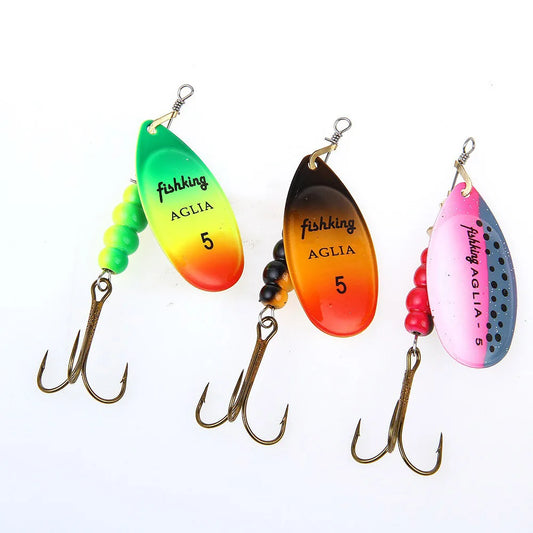 Spinner Bait Fishing Lure 3.9g 4.6g 7.4g 10.8g 15g Rotating Spinners Spoon Lures Pike Metal With Treble Hooks Fishing Goods