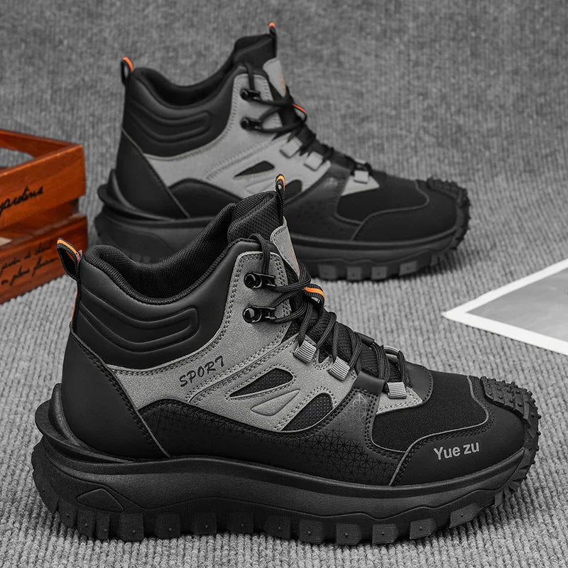 New Autumn High-Top Large-Size Sports Hiking Boots, Comfortable Thick-Soled Lightweight Casual Walking Shoes, Suitable for Daily Outdoor Activities, Walking, Traveling, Mountaineering, and Camping Gear for All Seasons