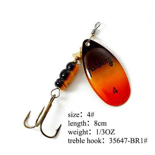 Spinner Bait Fishing Lure 3.9g 4.6g 7.4g 10.8g 15g Rotating Spinners Spoon Lures Pike Metal With Treble Hooks Fishing Goods