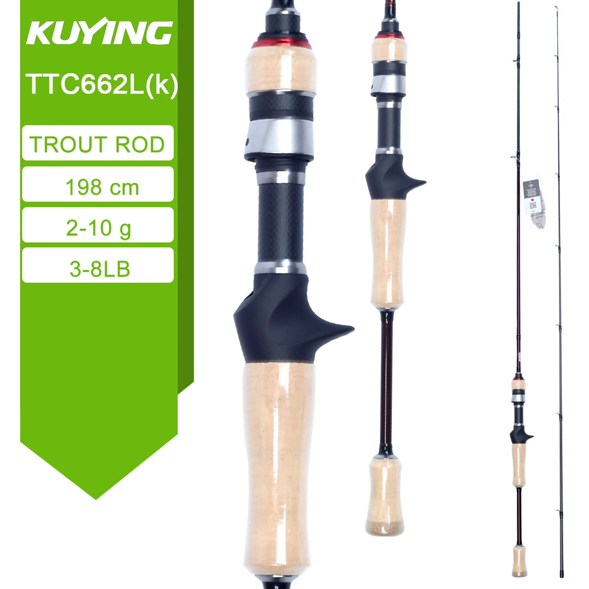 KUYING TETON L UL SUL 5'2' 6' 6'3' 6'4'6'2' 6'6' Fishing Rod Lure Cane Spinning Casting FUJI Carbon 1-4g 0.8-3g 2-10g M-Fast BFS