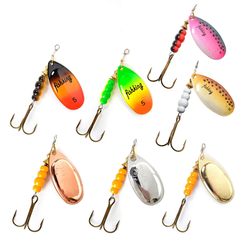 Spinner Bait Fishing Lure 3.9g 4.6g 7.4g 10.8g 15g Rotating Spinners Spoon Lures Pike Metal With Treble Hooks Fishing Goods
