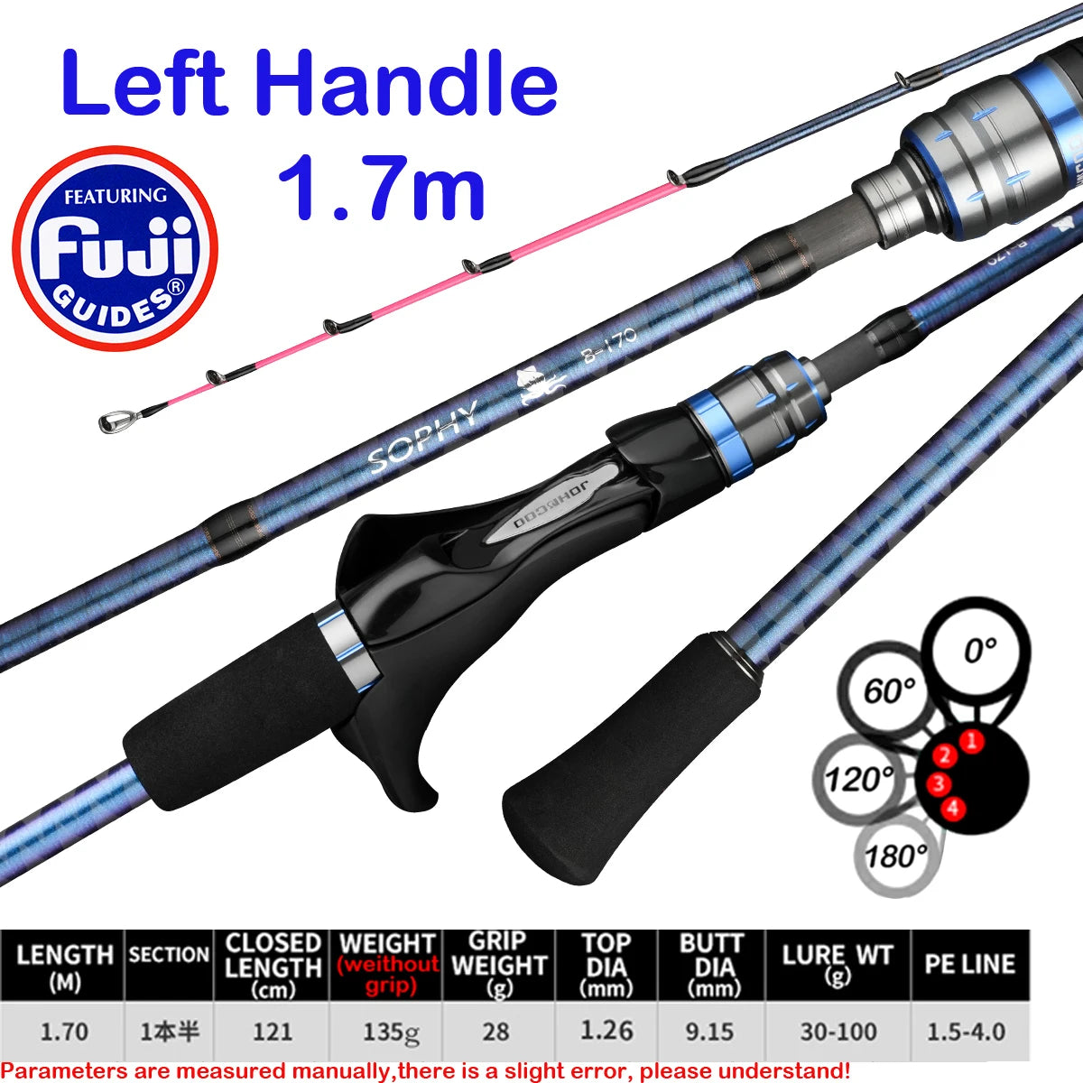 1.75m octopus fishing rod Baitcasting Fishing rod Titanium Tip Boat Fishing rod with Comfortable handle 1.7m Sprial guides