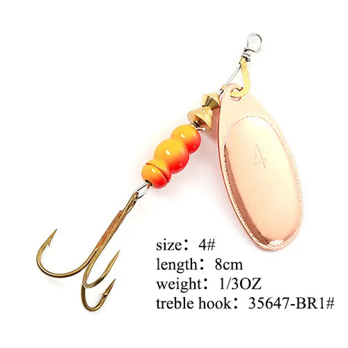 Spinner Bait Fishing Lure 3.9g 4.6g 7.4g 10.8g 15g Rotating Spinners Spoon Lures Pike Metal With Treble Hooks Fishing Goods
