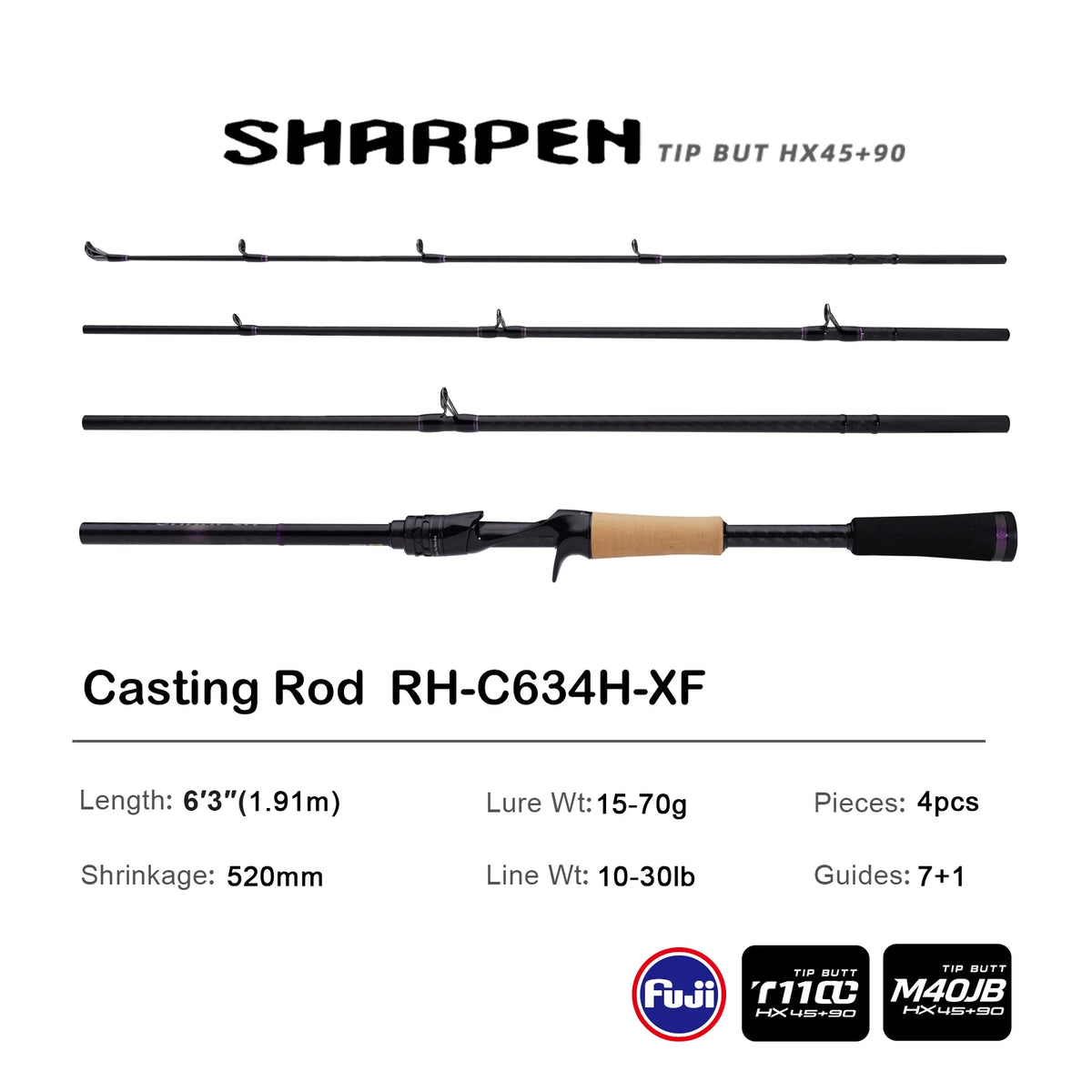 PURELURE SHARPEN Soft Lure Long Spinning and Casting XF/MF Action Rods FUJI Components Bass Pike Rod Fishing Rod Spinning Reel