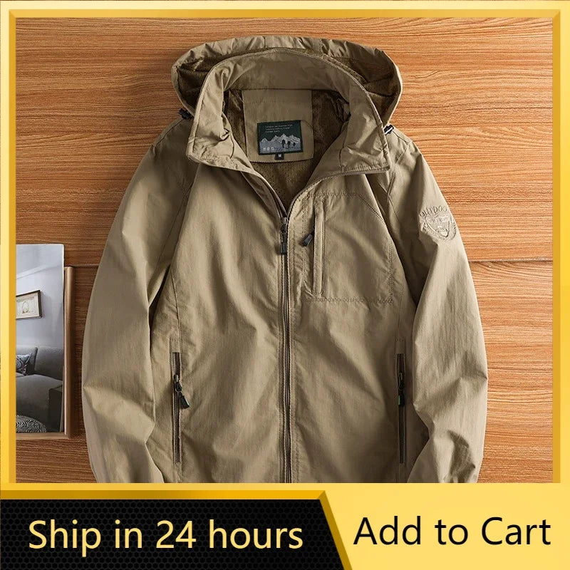 UETEEY Windbreaker Jackets For Men Motorcycle Military Clothing Waterproof Male Hooded Jacket Camping Outdoor Hiking Men's Coat