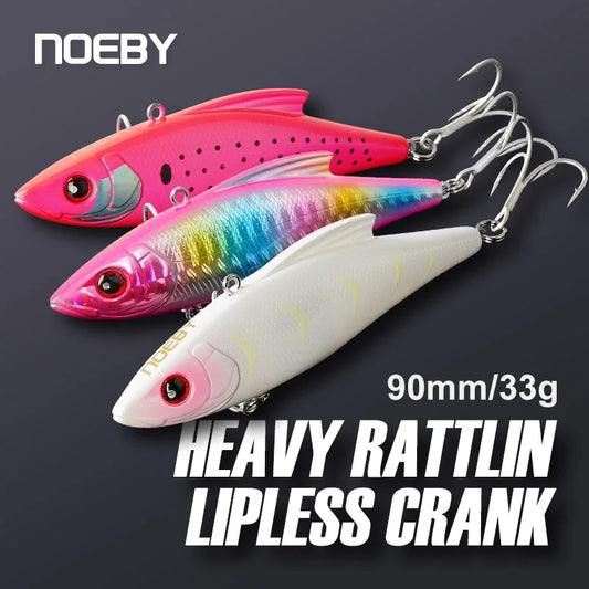 Noeby 3 Pieces 90mm 33g Sinking Vibes Rattling and Vib Artificial Hard Baits Sea Crankbaits Rattlins for Winter Fishing Lures