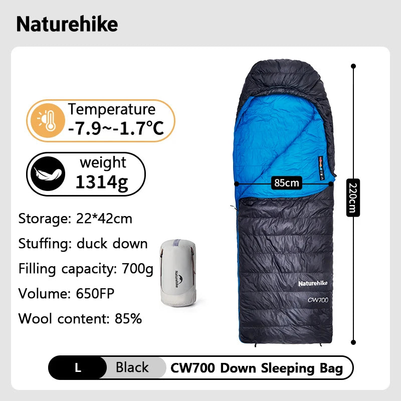 Naturehike Duck Down Sleeping Bag CW400 CW700 Adult Outdoor Camping Winter Thickened Cold Lightweight Sleeping Bag