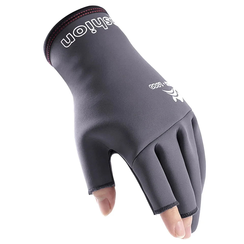 Winter Outdoor Ice Fishing Gloves Windproof Waterproof Rubber Material Comfortable Lightweight Fingerless Design Cycling Gloves