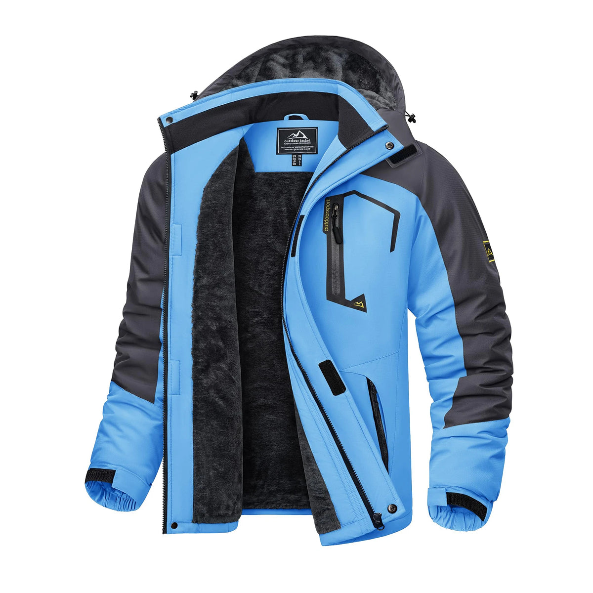 KEFITEVD Winter Ski Jacket Men's Warm Fleece Lined Jackets Water Resistant Heavyweight Coats Outdoor Hiking Camping Windbreaker