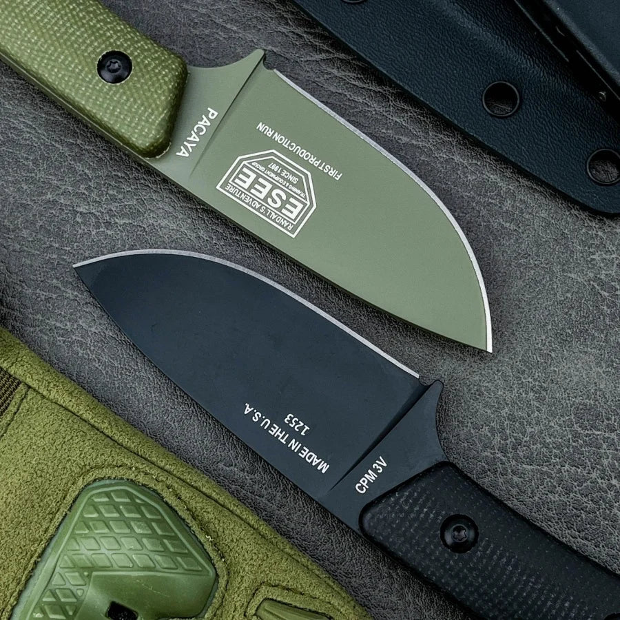 ES Stainless Steel Sharp Fixed Blade Knife Suitable for Outdoor Camping Hiking Daily Emergency Carrying Practical Cutting Knife