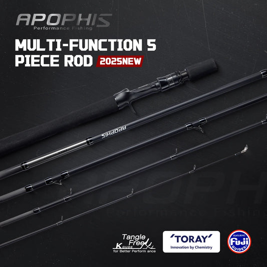 CYLIUS 5 Section Apophis Travel Bass Fishing Longcast Heavy Power Portable Multi Section All Purpose Fishing Rod  For Trip