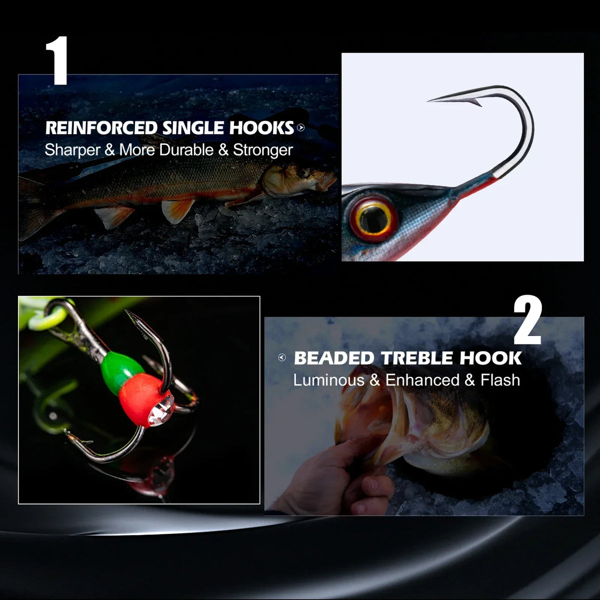 Goture 4pcs Ice Fishing Lure Balancers Professional Winter Jig Wobblers Bait for Trout Bass Pike Carp for Fishing Pesca