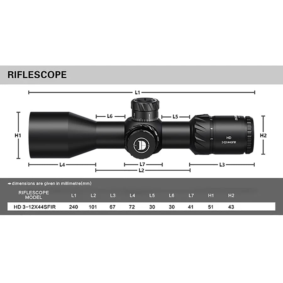 Discovery HD 3-12X44SFIR FFP-MIL First Focal Plane Compact Scope Tube Diameter:30MM Short Optics Scopes