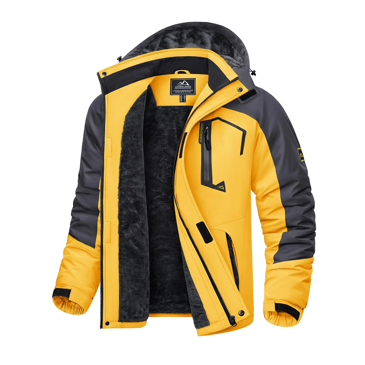 KEFITEVD Winter Ski Jacket Men's Warm Fleece Lined Jackets Water Resistant Heavyweight Coats Outdoor Hiking Camping Windbreaker
