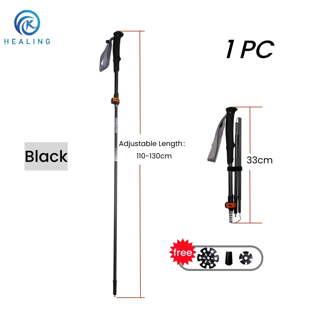 2026 New Carbon Fiber Folding Trekking Poles Ultralight Adjustable Length Quick Lock Walking Sticks for Hiking Camping Travel