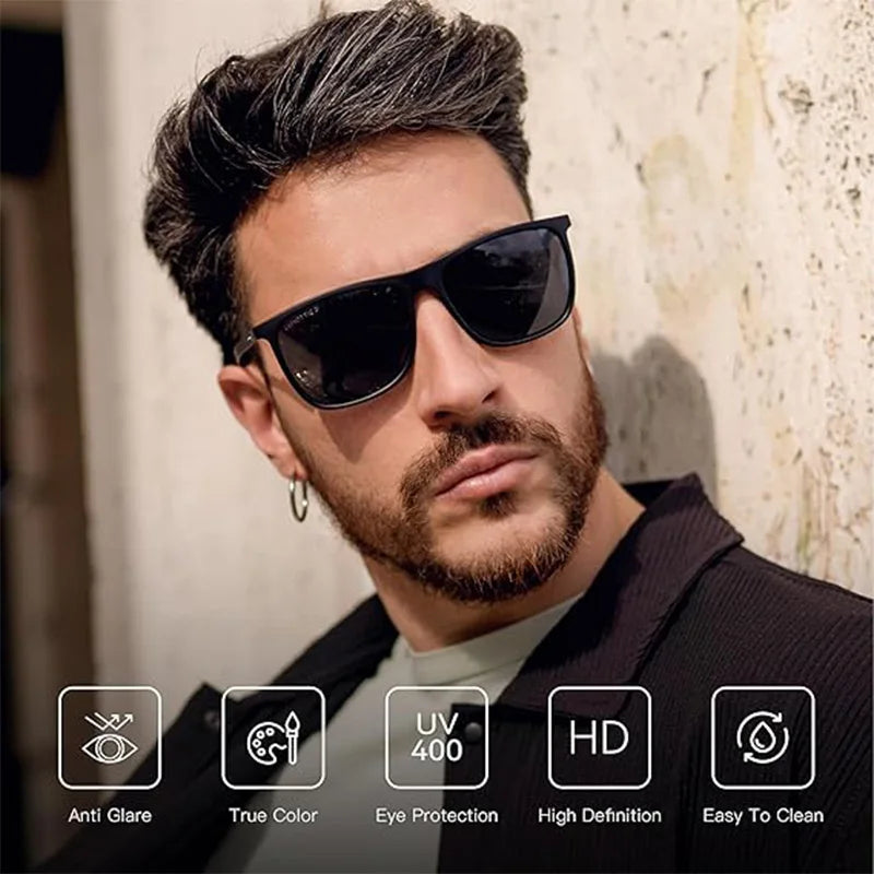 ZENOTTIC Carbon Fiber Prescription Sunglasses Square Polarized Optical Sun Glasses Shade for Driving Fishing Golf Sport