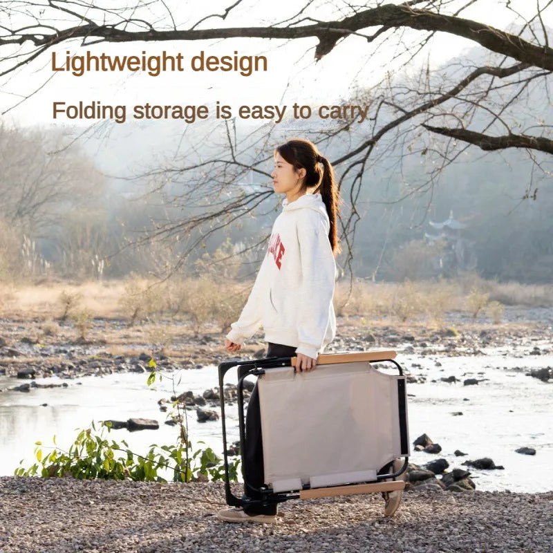Outdoor Folding Chair Portable Camping Reclining Chair Angle Adjustable With Detachable Pillows High Backrest Fishing Chair