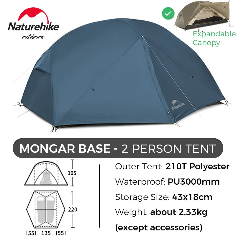Naturehike Mongar UL/PRO 1 2 3 Person Tent Ultralight Waterproof Backpacking Tent Outdoor Portable Hiking Camping Sunshade