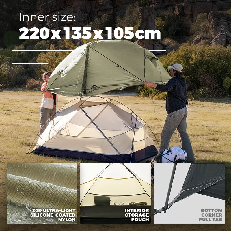 Naturehike Mongar UL/PRO 1 2 3 Person Tent Ultralight Waterproof Backpacking Tent Outdoor Portable Hiking Camping Sunshade
