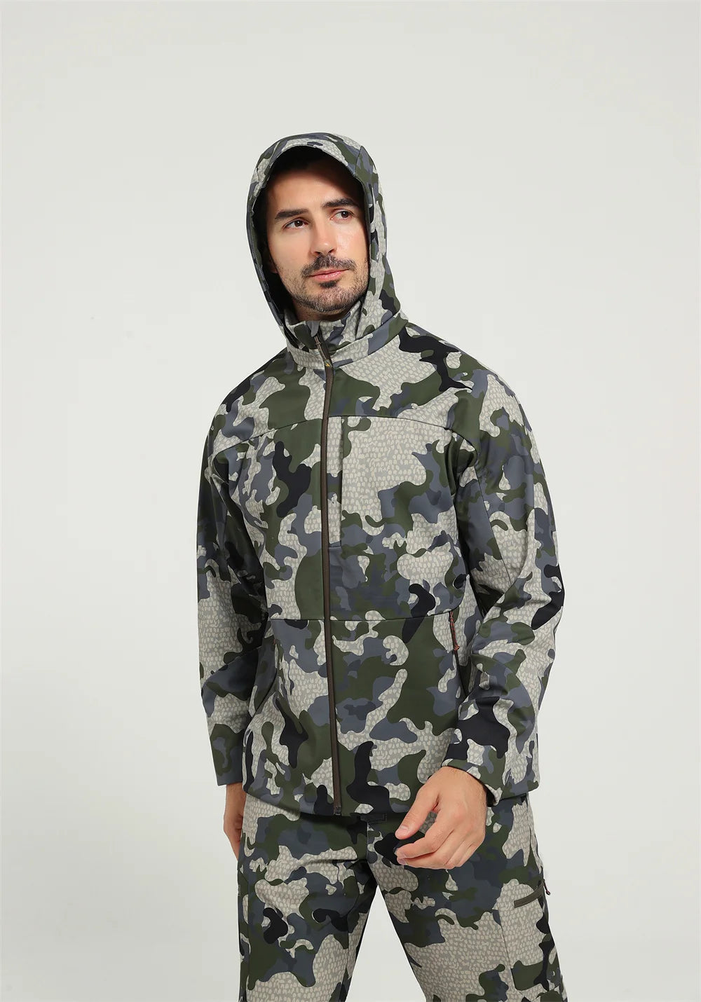 Ainfad Men's Jetstream 3-in-1 Fleece Lightweight Hunting Jacket Breathable Windproof Waterproof Outdoor Casual Coat
