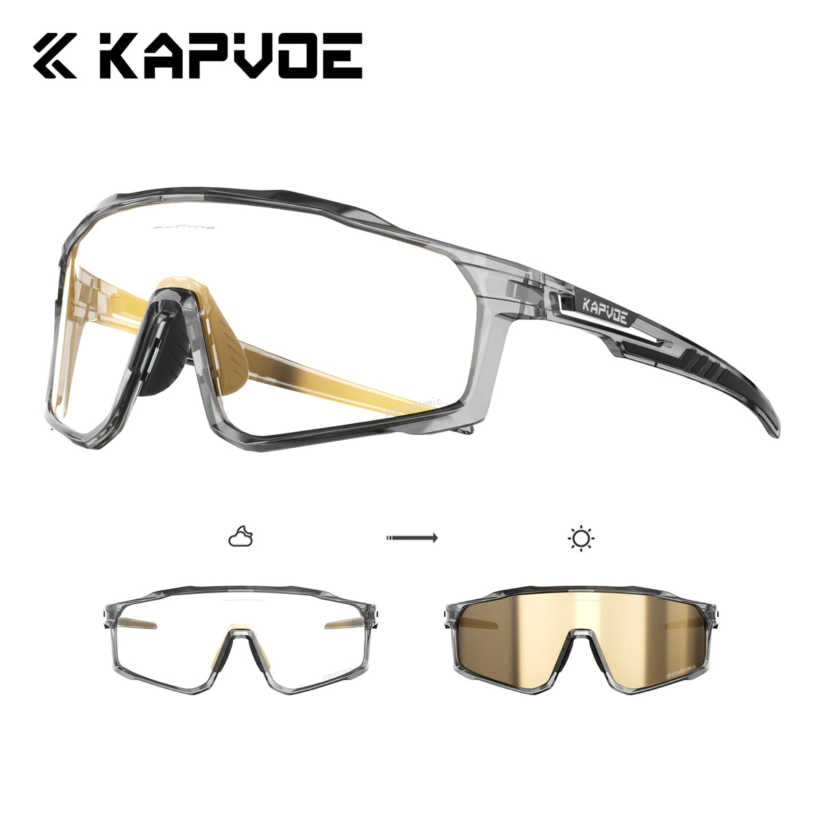 KAPVOE New Large Size Cycling Sunglasses Glasses Outdoor UV400  Sports MTB Goggles Bike Driving Glasses Men Road Bicycle Glasses