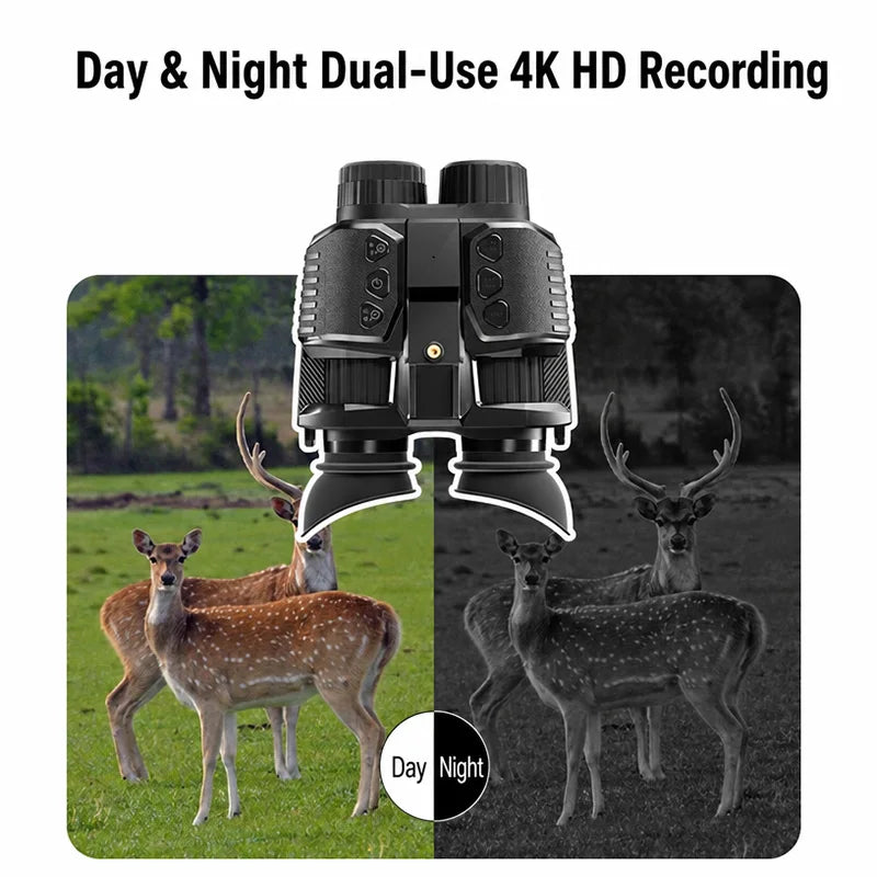 Night Vision Head Mounted Goggles 10X Digital Zoom 4K HD Infrared Binoculars 850nm 9 Levels Hands Free Helmet for Hunting