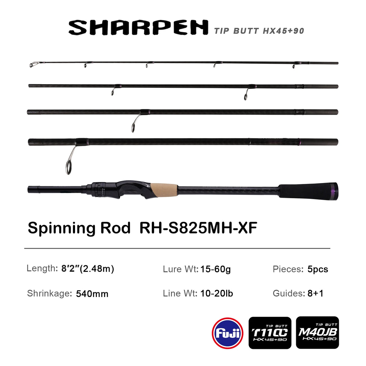 PURELURE SHARPEN Soft Lure Long Spinning and Casting XF/MF Action Rods FUJI Components Bass Pike Rod Fishing Rod Spinning Reel