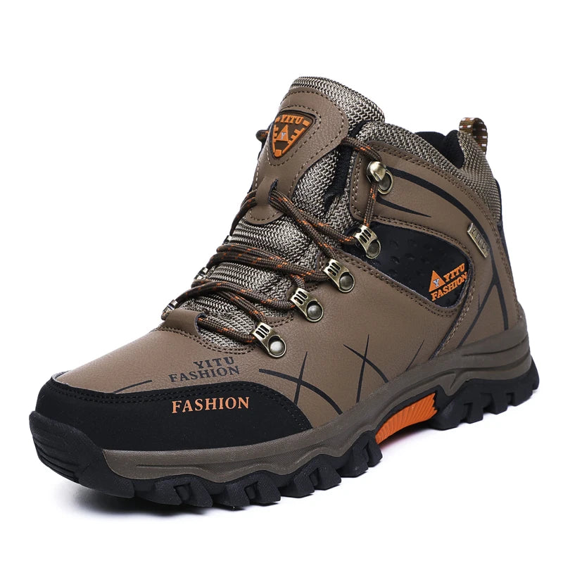 Brand Men's Hiking Boots Autumn Winter Trekking Shoes Waterproof Leather Boots Men Women Outdoor Non-slip Climbing Boots Size 46