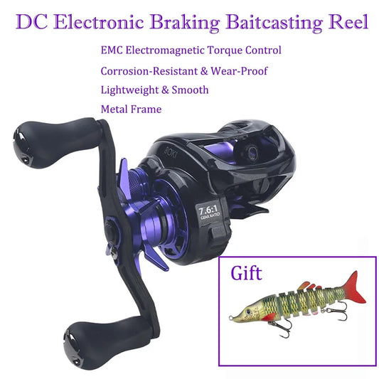 BOKI DC Baitcasting Reel Digital Control Long Cast Carbon Washers 7.6:1 10+1BB Max Drag 5kg Fresh Saltwater Fishing Reel