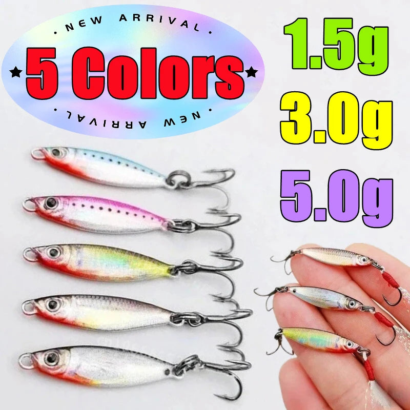 1.5/3/5g Mini Iron Plate Bait 3D Micro Sized VIB Lure Metal Cast Jig Spoon Pesca Fish Micro Sequin Fishing Lures Artificial Bait