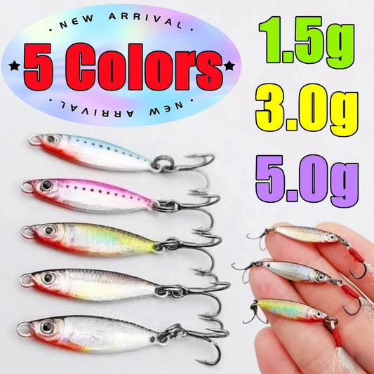 1.5/3/5g Mini Iron Plate Bait 3D Micro Sized VIB Lure Metal Cast Jig Spoon Pesca Fish Micro Sequin Fishing Lures Artificial Bait