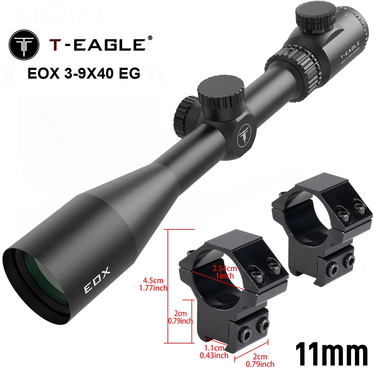 EOX 3-9X40 EG Red Green Illuminated Optical Scope for Hunting Tactical T-EAGLE Scopes 3-9X Magnify Telescope Aim Accessory