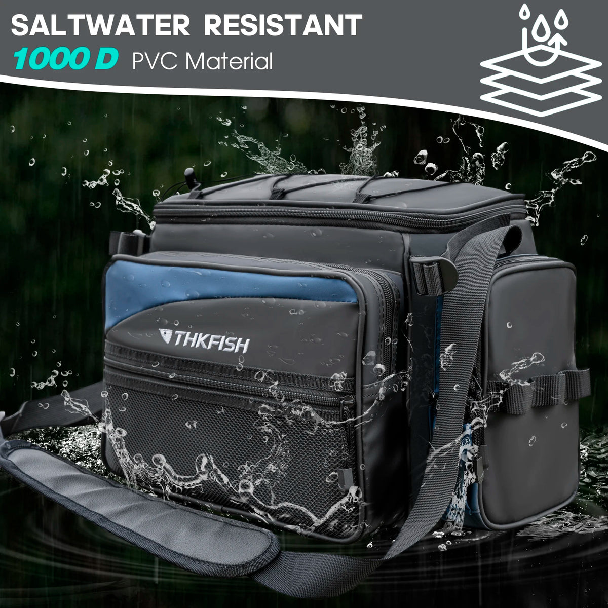 THKFISH Waterproof Fishing Sling Bags Large-Capacity One Shoulder Waist Bag Multipurpose Fishing Rod Box Tackle Storage Suitcase