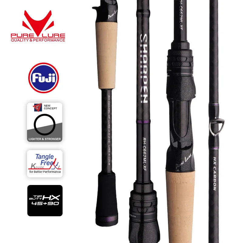 PURELURE SHARPEN Soft Lure Long Spinning and Casting XF/MF Action Rods FUJI Components Bass Pike Rod Fishing Rod Spinning Reel