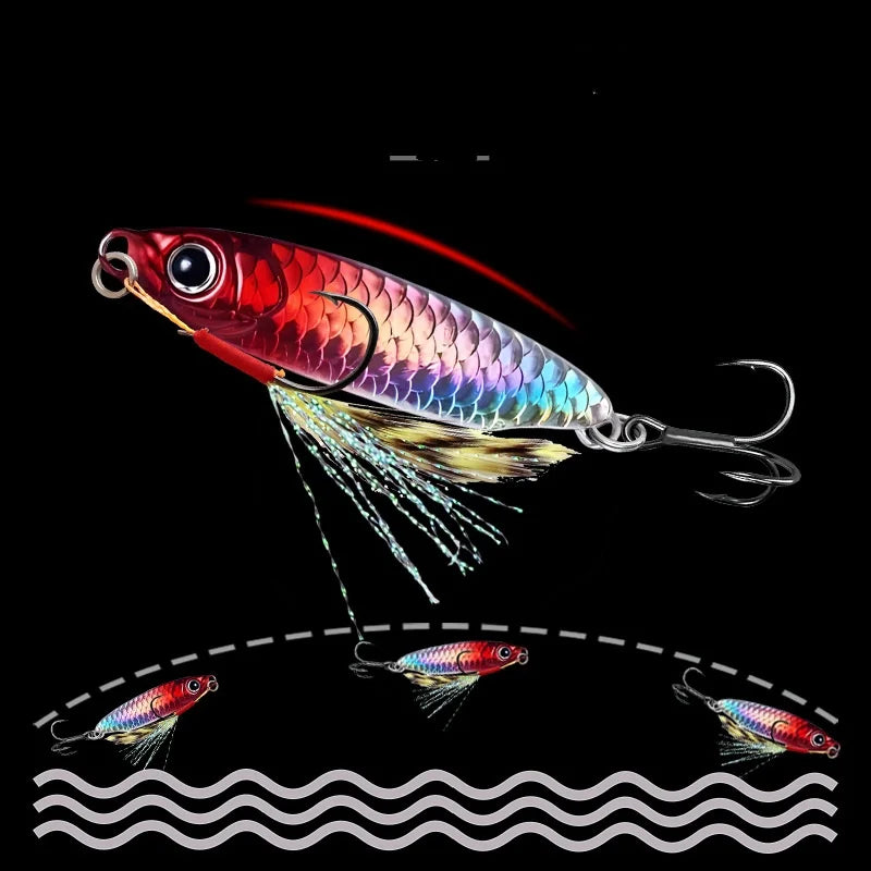 Metal Saltwater Fishing Lures Vertical Slow Pitch Fishing Hooks Fishing Jigging Spoon with Assist Hooks Artificial Bait Tackle