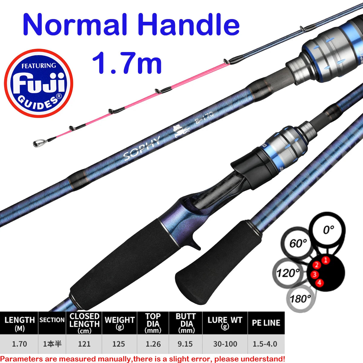1.75m octopus fishing rod Baitcasting Fishing rod Titanium Tip Boat Fishing rod with Comfortable handle 1.7m Sprial guides