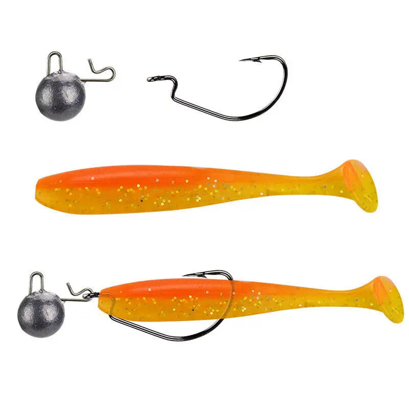 25PCS/Box Soft Fishing Lures Kit Silicone Lure Set Artificial Bait Worm with Crank Hook Fishing Weights Sinkers Soft Lures Set