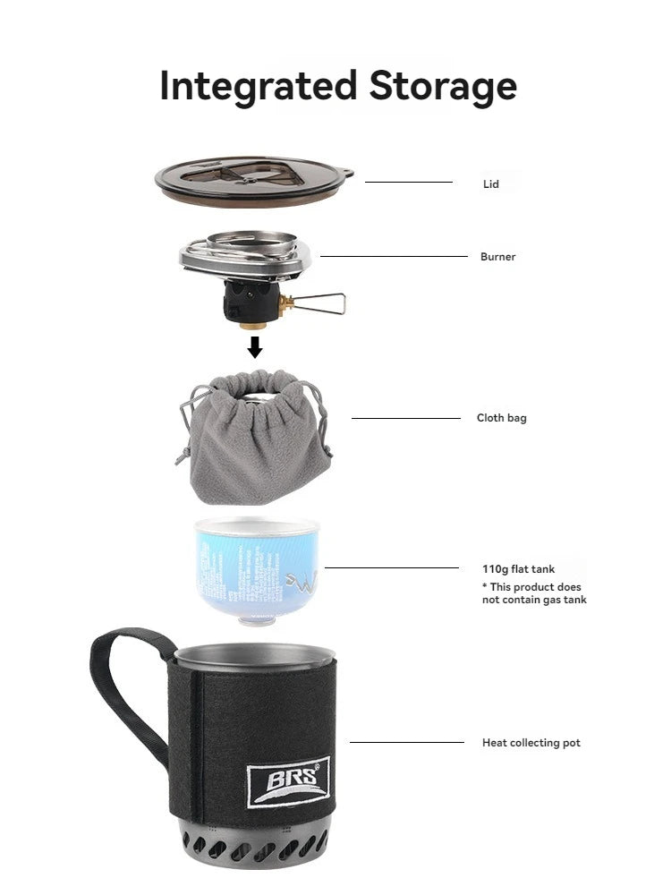 BRS 61 Jet Boil Camping Pot Stove withHeat Exchanger Portable Gas Stove QuickBurn Coffee Cup Furnace BackpackingCamp Burner