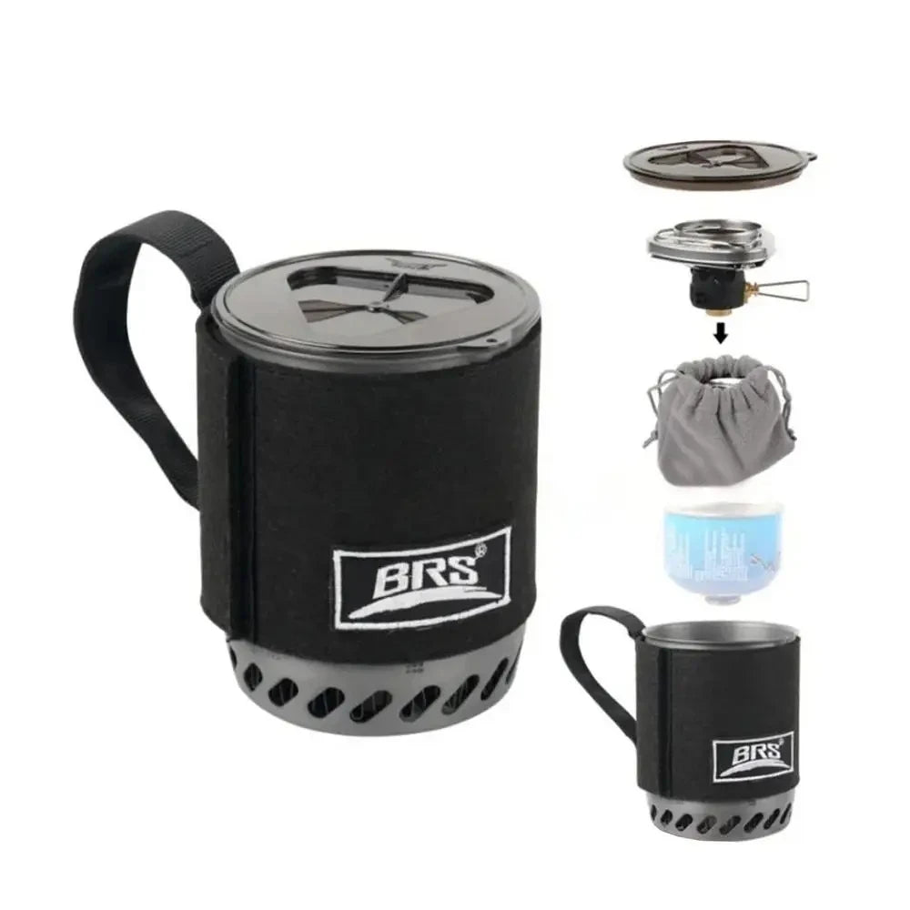BRS 61 Jet Boil Camping Pot Stove withHeat Exchanger Portable Gas Stove QuickBurn Coffee Cup Furnace BackpackingCamp Burner