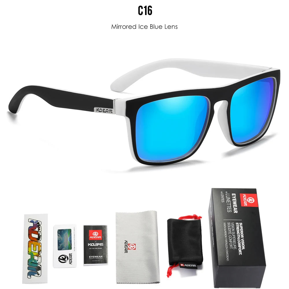 KDEAM Legend Square Sunglasses Polarized Lens For Men Women Outdoor Sports Fishing Mountaineering  Sun Glasses With Brand Box