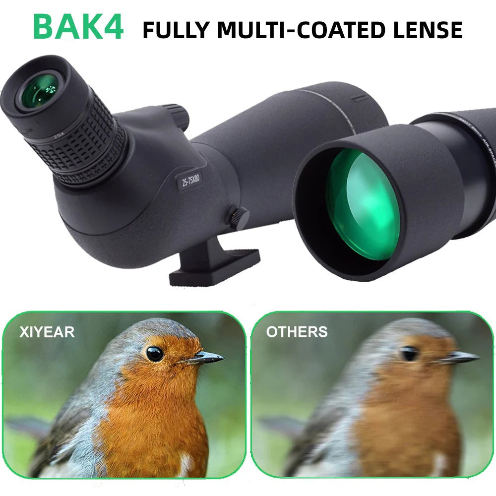 25-75x80 Spotter Scope With Tripod Phone Adapter  Waterproof Fogproof Spotting Scope For Bird Watching Target Shooting Wildlife