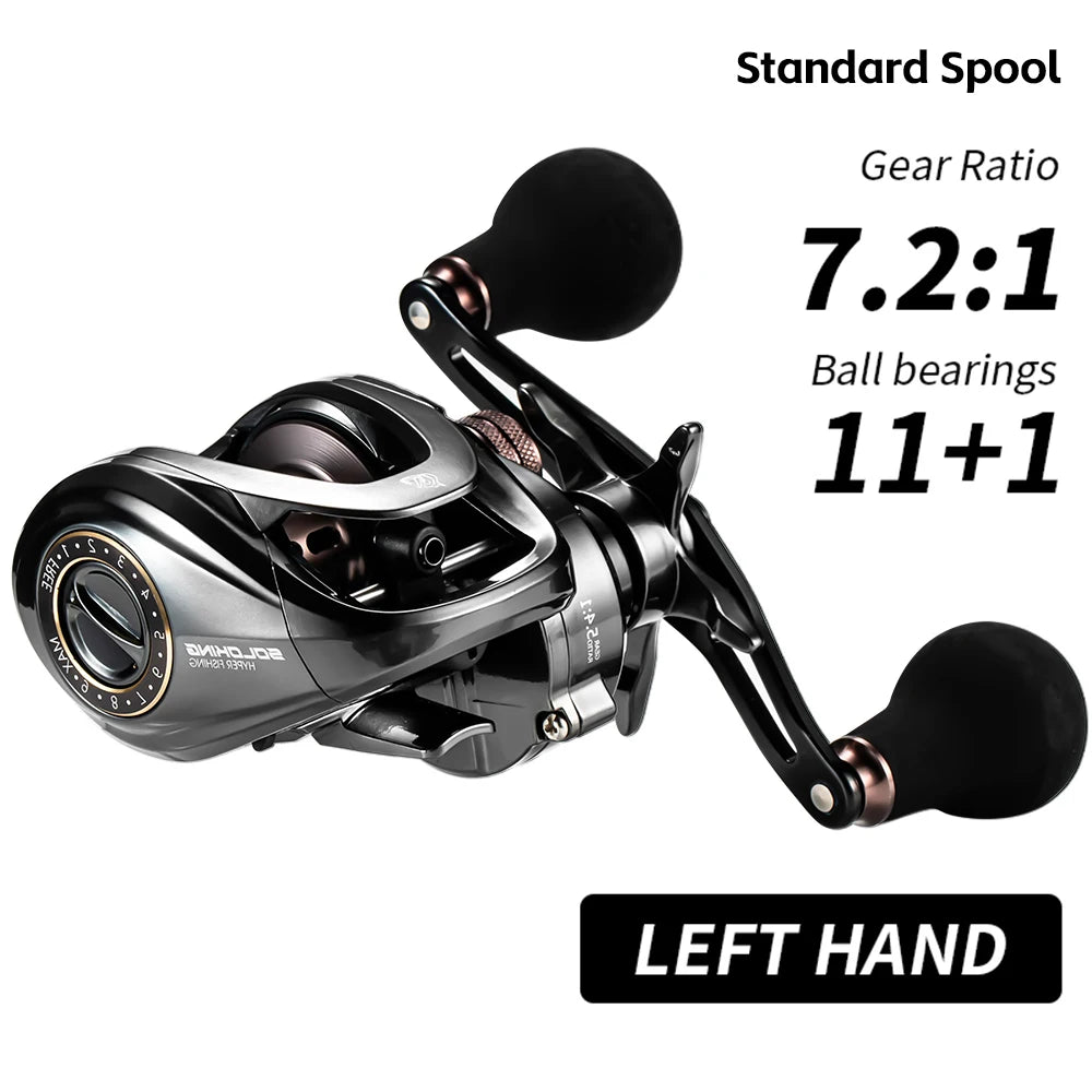 Soloking HIAW Pro Baitcasting Fishing Reel 11+1BB 7.2:1/5.4:1 Speed Gear Ratio,21LB Drag Power Ultra Smooth Durable Fishing Rod