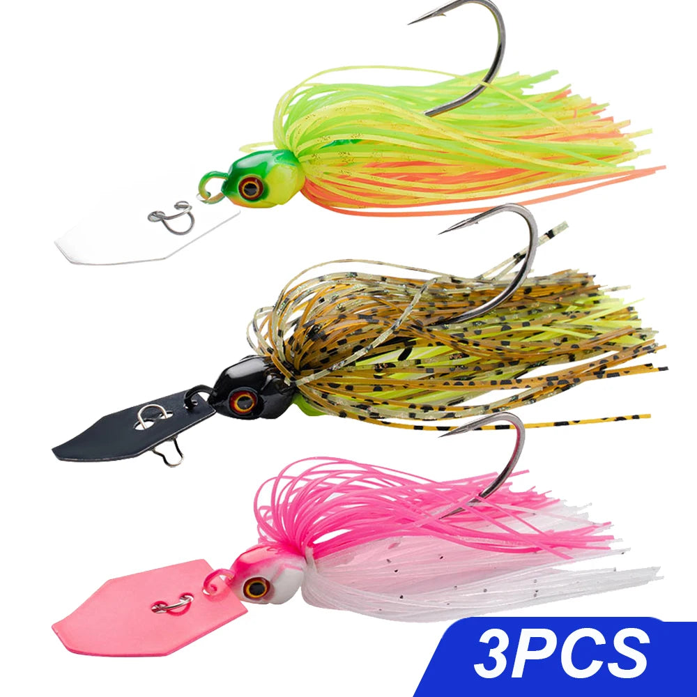 Spinner Bait 7g/9g/12g/14g/21g Fishing Lures Kit Set Pesca Chatter Weedless Metal Blade Rubber Jig Head Hook Wire Spinnerbait