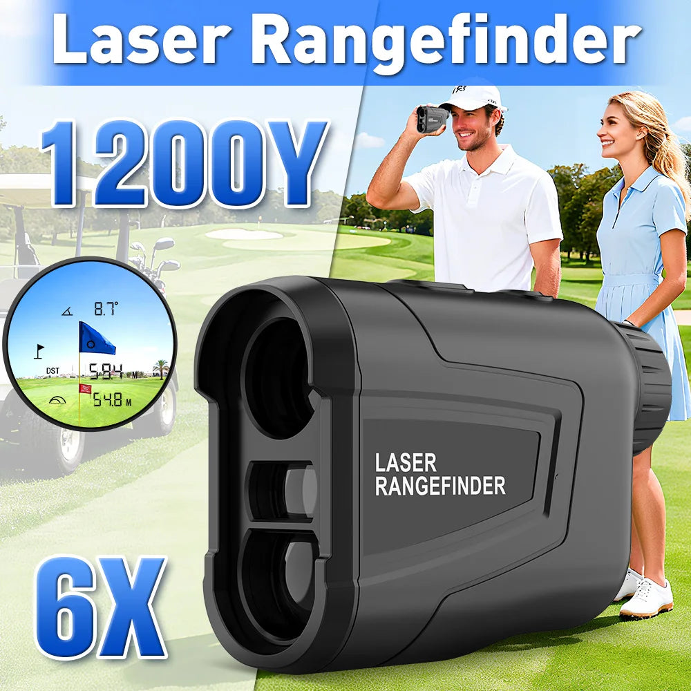 Laser Hunting Rangefinder 600/800/1200Y with Slope 6X  Golf Range Finder For Hunting Golfer Type-C Rechargeable