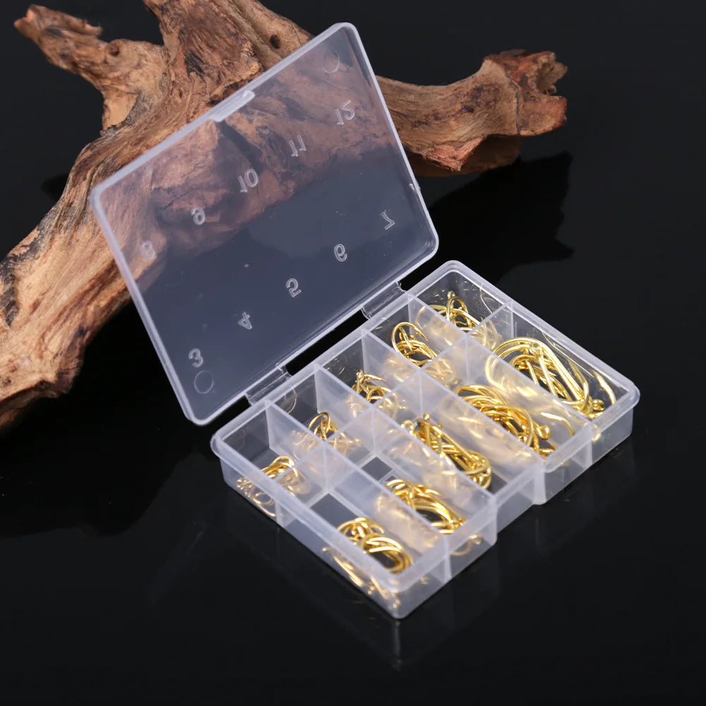 100-300PCS Fishing Hooks Set Box 10 Series High Carbon Steel Single Circle Fishing Hook Fly Fishing Jip Barbed Carp Hooks Tools