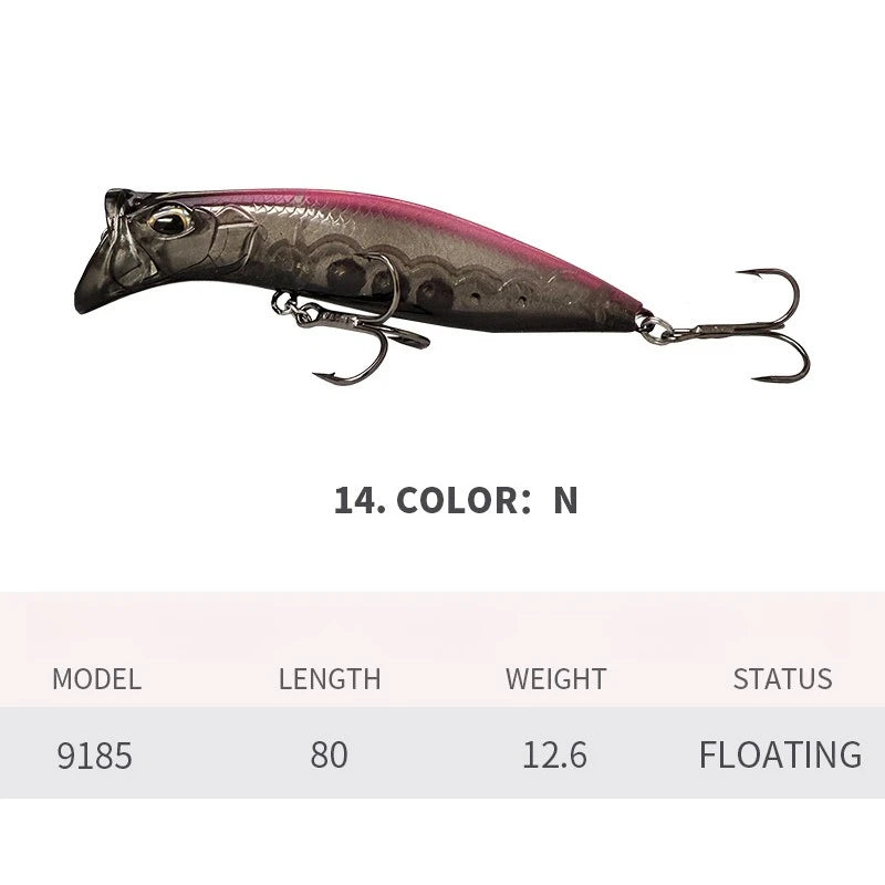 80mm 12.6g Surface Popper Fishing Lures Long Casting Artificial Bait Topwater Pencil Swimbait Wobblers Flounder Sea Bass Pike