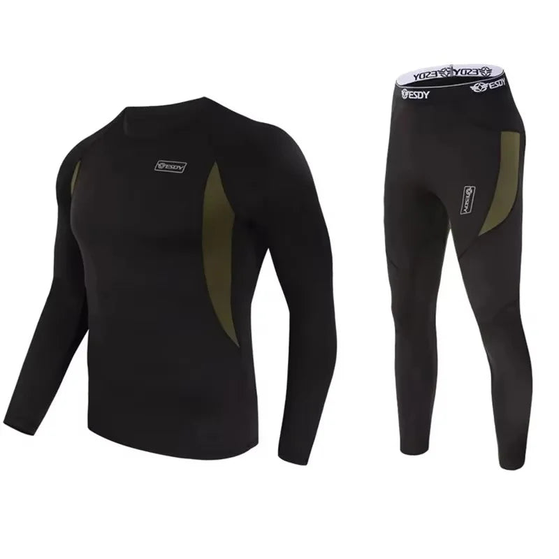 Winter Top Quality New Thermal Underwear Men Underwear Sets Compression Fleece Sweat Quick Drying Thermo Underwear Men Clothing