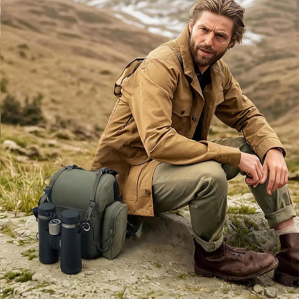 Outdoor Sports Binoculars Bag Chest Bag Hiking Climbing Telescope Storage Bag Foldable Multi-Pocket Portable Backpacks