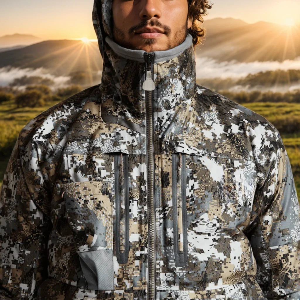 Ainfad Men's Fall Winter Camouflage Waterproof Insulation Fishing Incinerator Aerolite Jacket Hunting Clothing